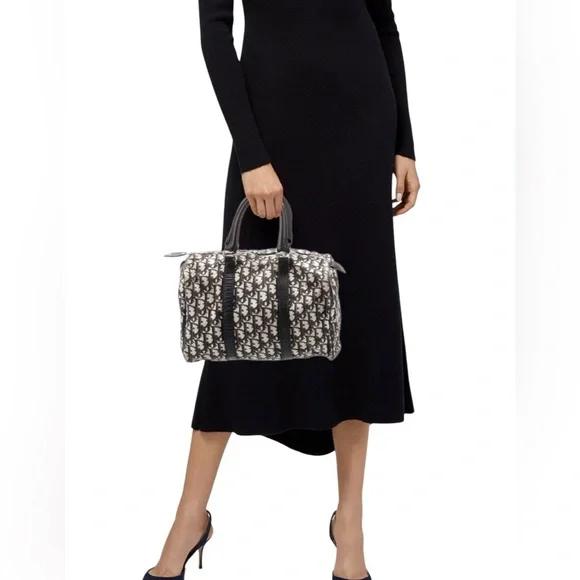 Christian Dior Blue Canvas Trotter Boston Bag - Picture 4 of 11